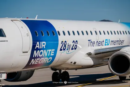 Air Montenegro aircraft with 28 by 28 branding